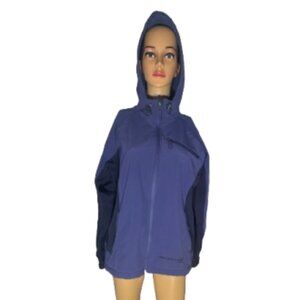 Free Country Women's Soft Sheet Fleece Purple Black Zipper Hooded Jacket Large